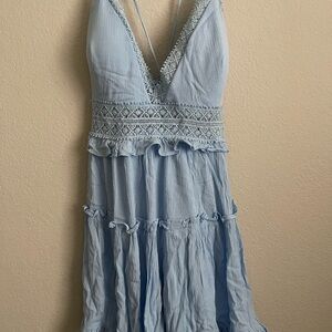 Forever 21 Sky Blue Lace Trim Dress
